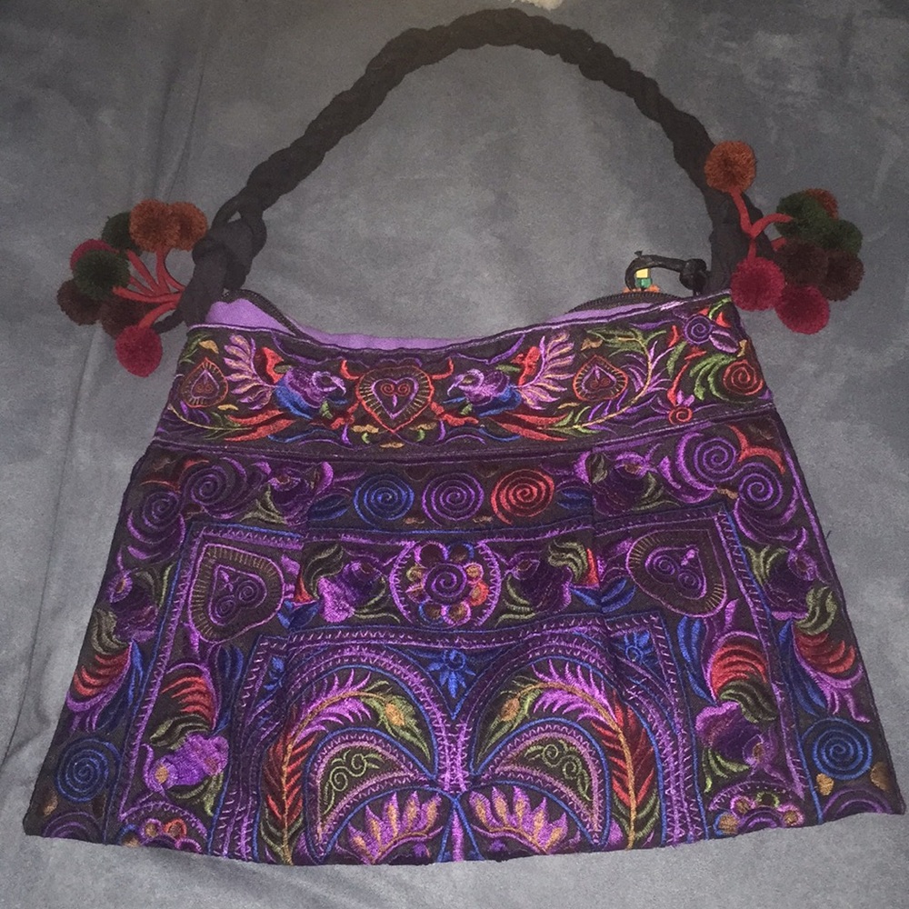 Purple Embroidered Bag